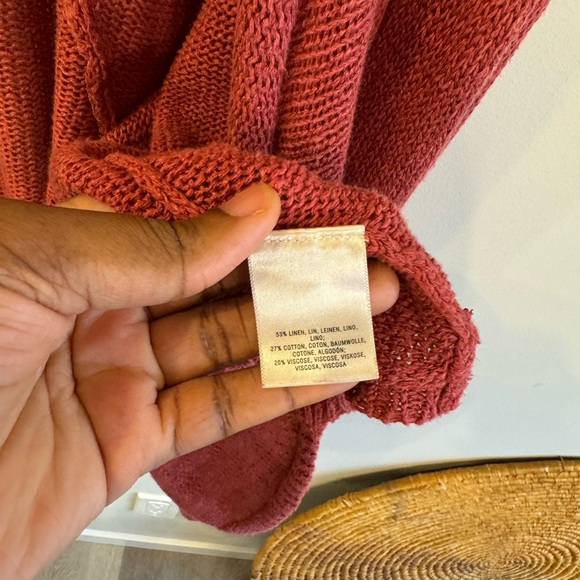 Anthropologie angel of the north large red linen/cotton knit cardigan - Picture 5 of 7